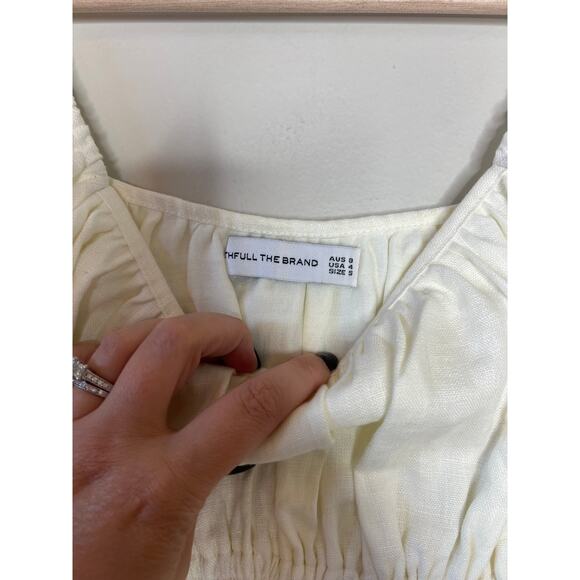 NEW Faithfull The Brand Puff Sleeves Elastic Cuff Kinsley Top Plain White Size:4 - Picture 4 of 7